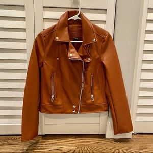 NWT BlankNYC brown faux leather moto jacket